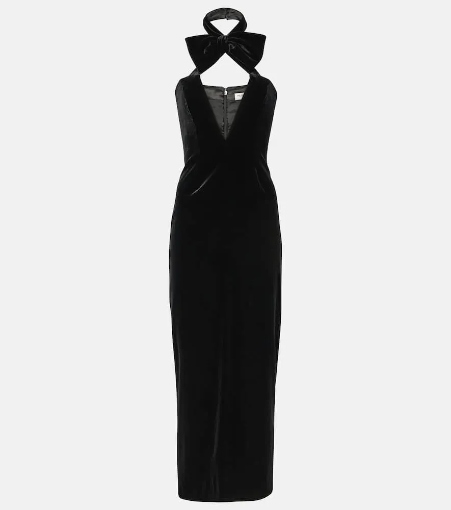 Alessandra Rich Bow-detail velvet midi dress