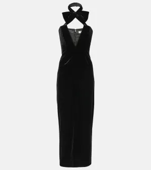 Alessandra Rich Bow-detail velvet midi dress
