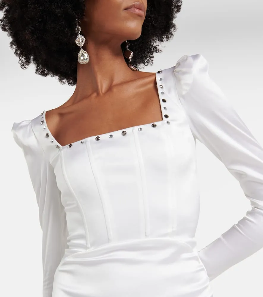 Alessandra Rich Square-neck silk-blend gown
