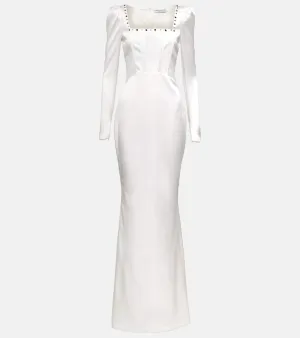 Alessandra Rich Square-neck silk-blend gown