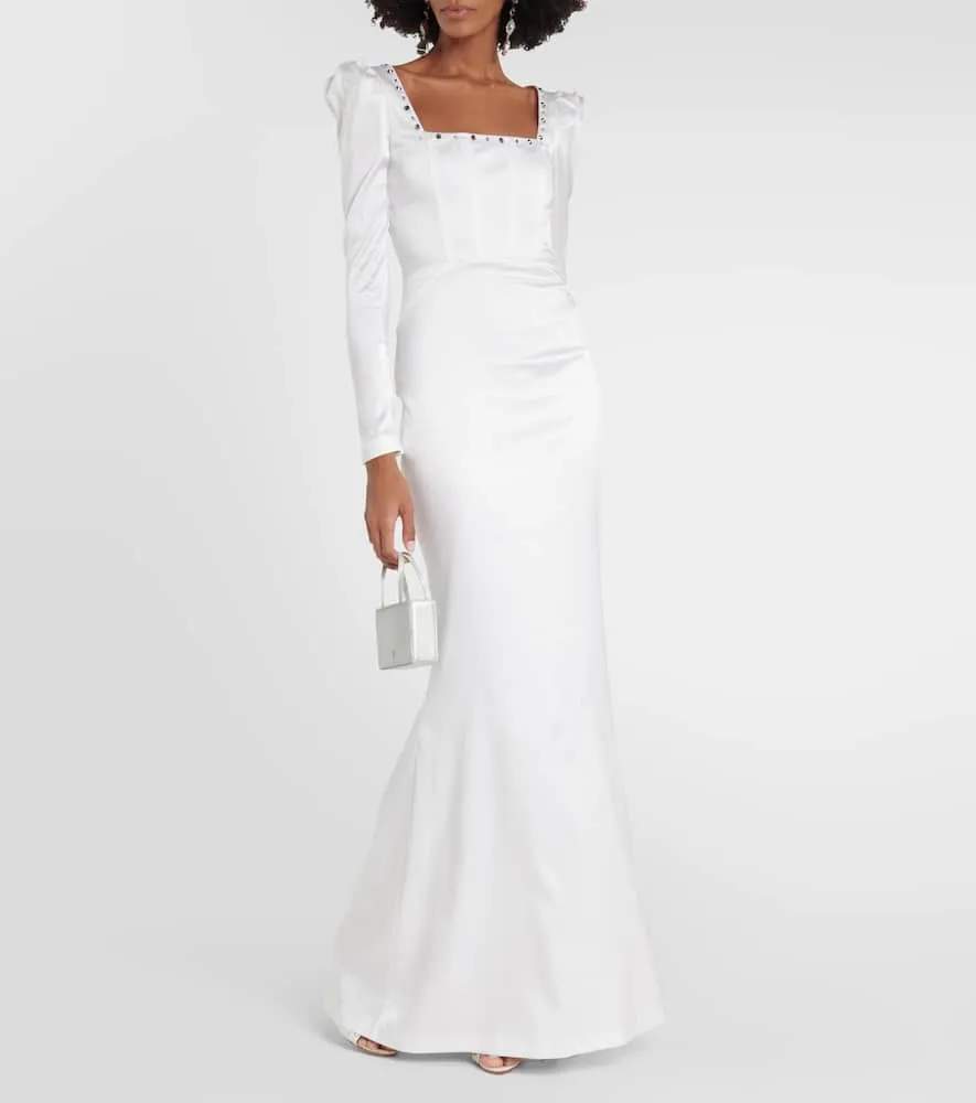 Alessandra Rich Square-neck silk-blend gown