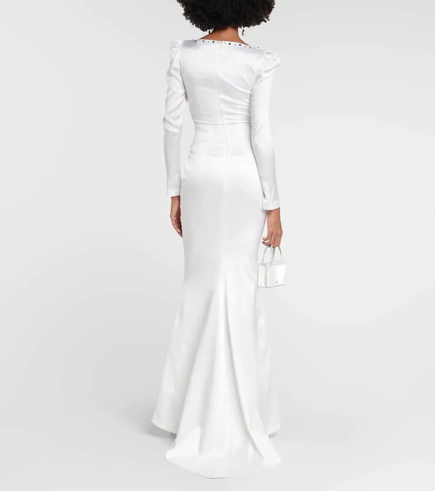 Alessandra Rich Square-neck silk-blend gown