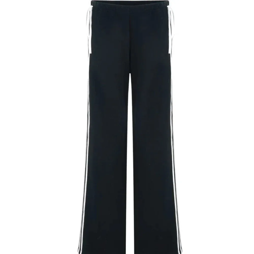 Black Striped Bow Charming Wide Leg Pants