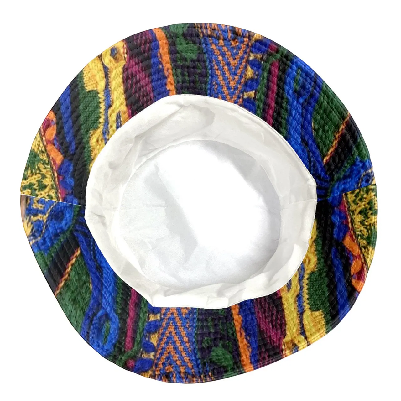 Blue & Gold Multicolored Print Bucket Hat