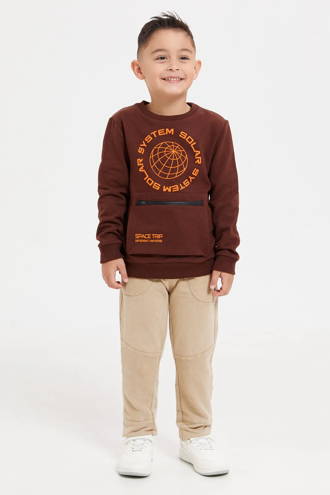Boys Beige Track Pants