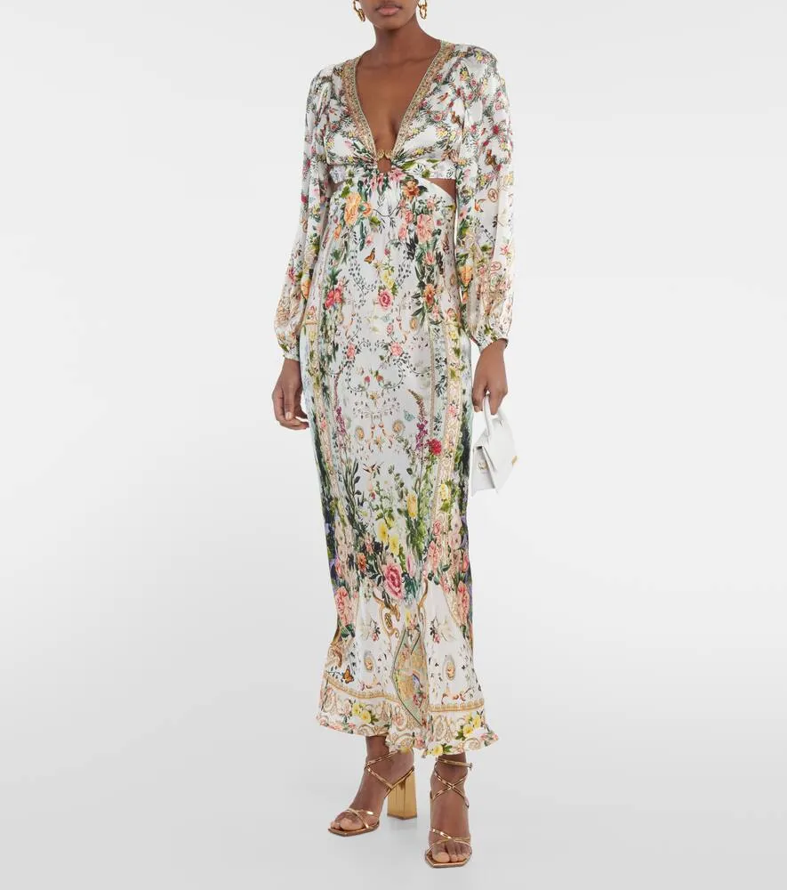 Camilla Cutout embellished silk maxi dress