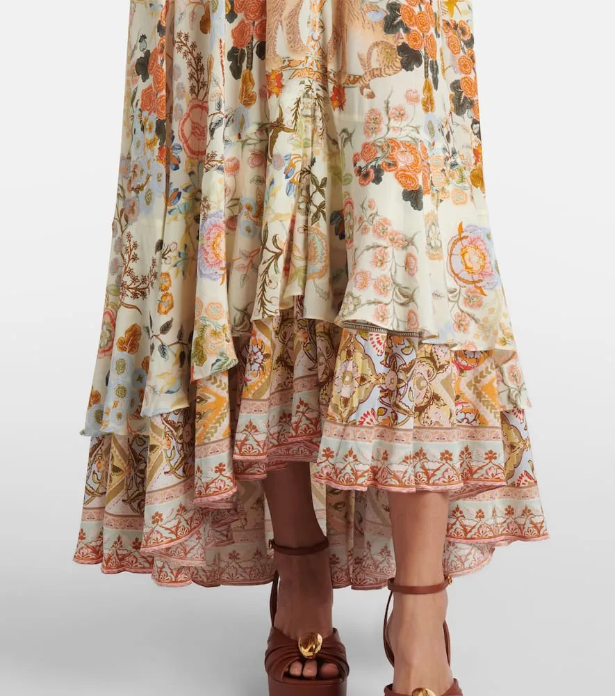 Camilla Printed tiered silk maxi dress