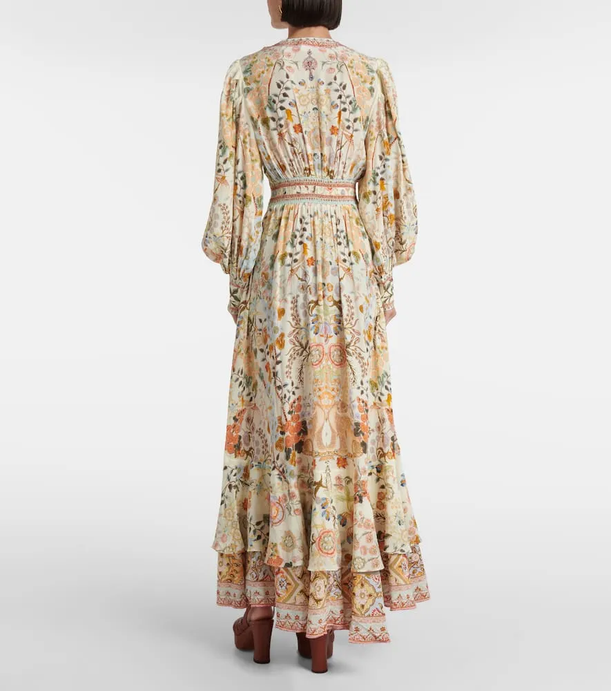 Camilla Printed tiered silk maxi dress