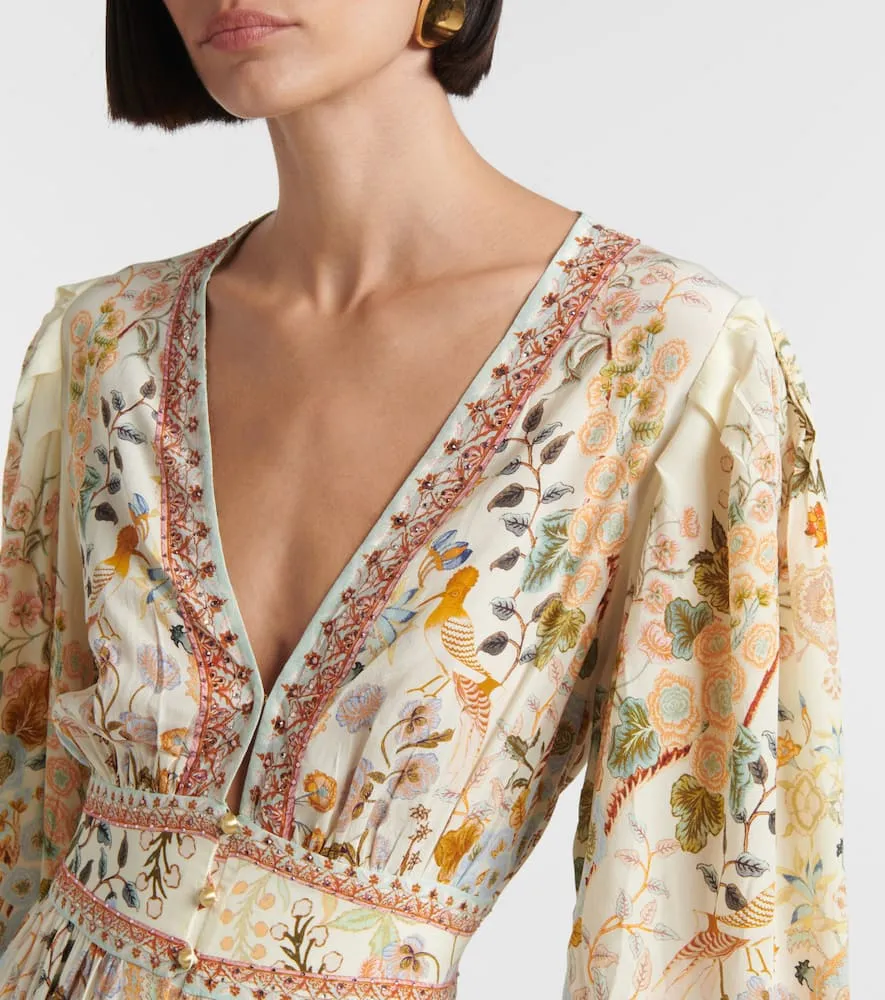 Camilla Printed tiered silk maxi dress