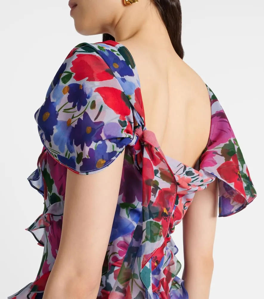 Carolina Herrera Floral ruffled chiffon gown
