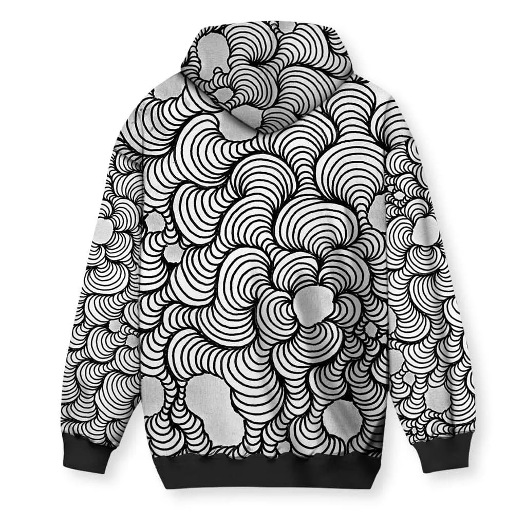 Color Wash Black & White Men's Zip-Up Hoodie