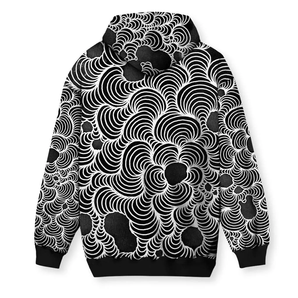 Color Wash Black & White Men's Zip-Up Hoodie