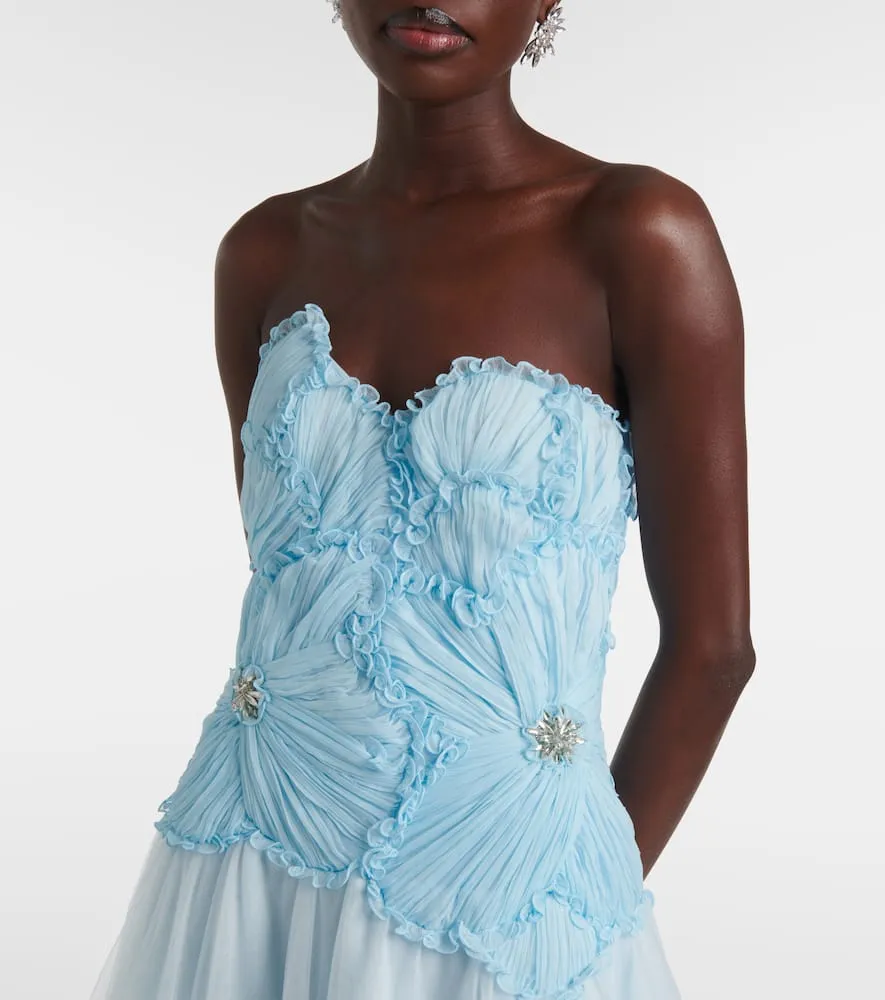Costarellos Edra floral strapless tulle gown