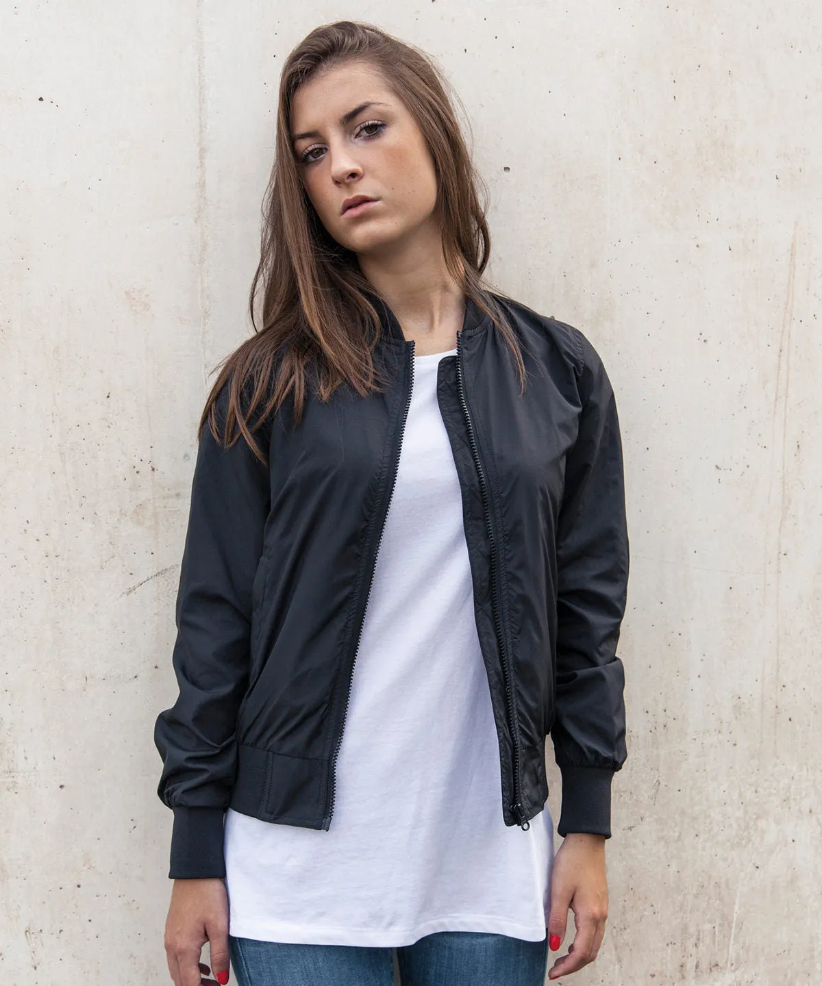 Dark Olive - Women's nylon bomber jacket