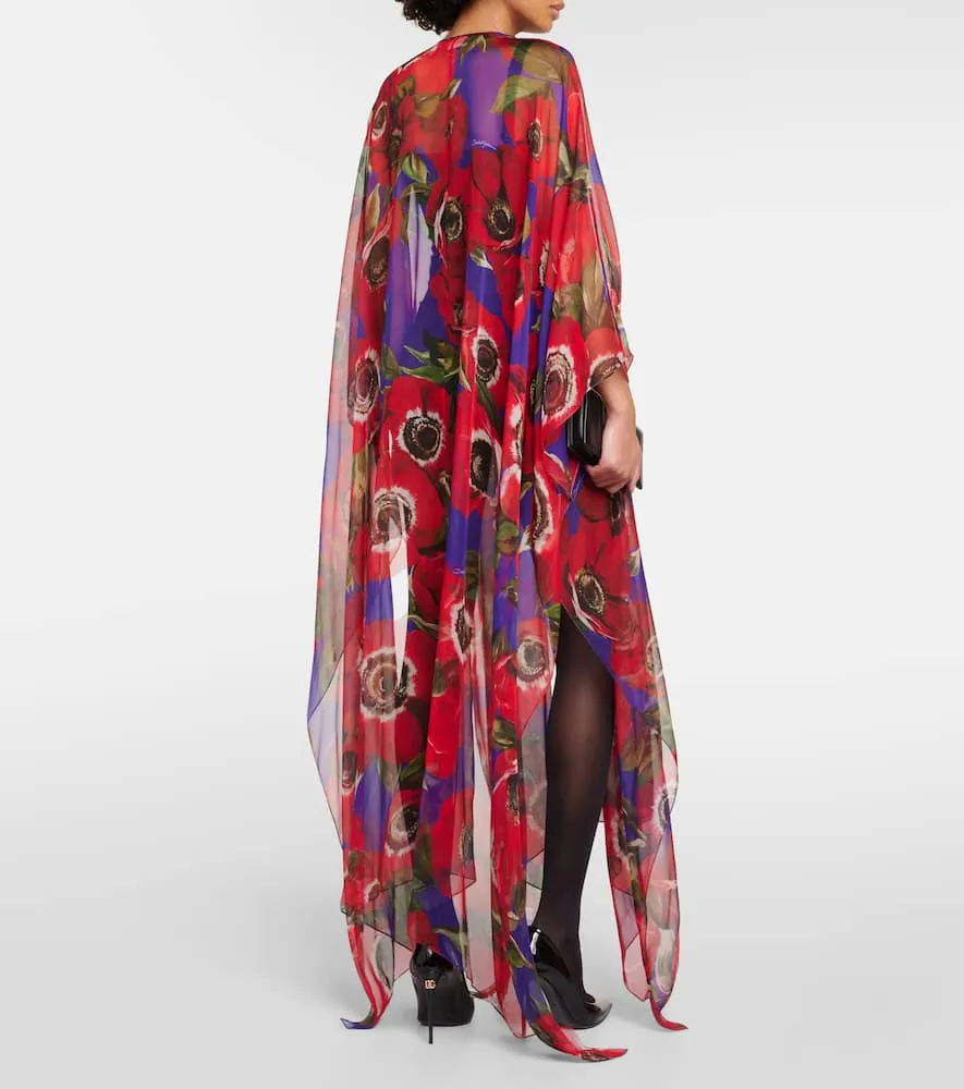 Dolce&Gabbana Anemone silk chiffon kaftan