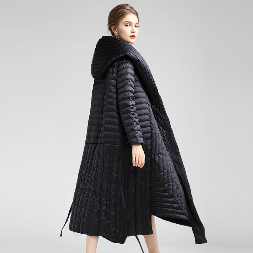 Duck Down Long hooded Warm Down puffer Jacket