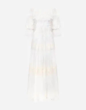 Floral Lace Corset Silk Maxi Wedding Dress