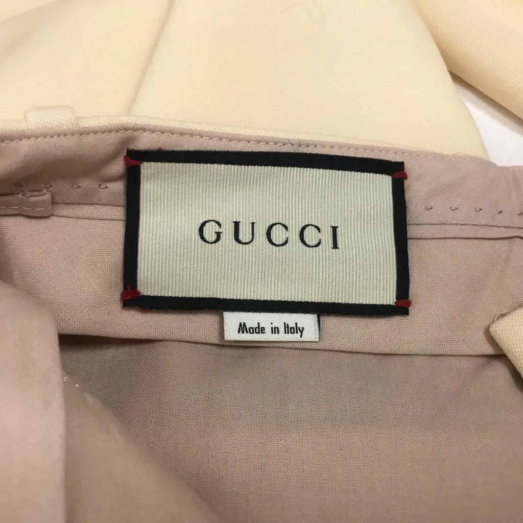 Gucci Women's Wool Trousers Pants Wide Leg Moonstone Ivory Sz 40