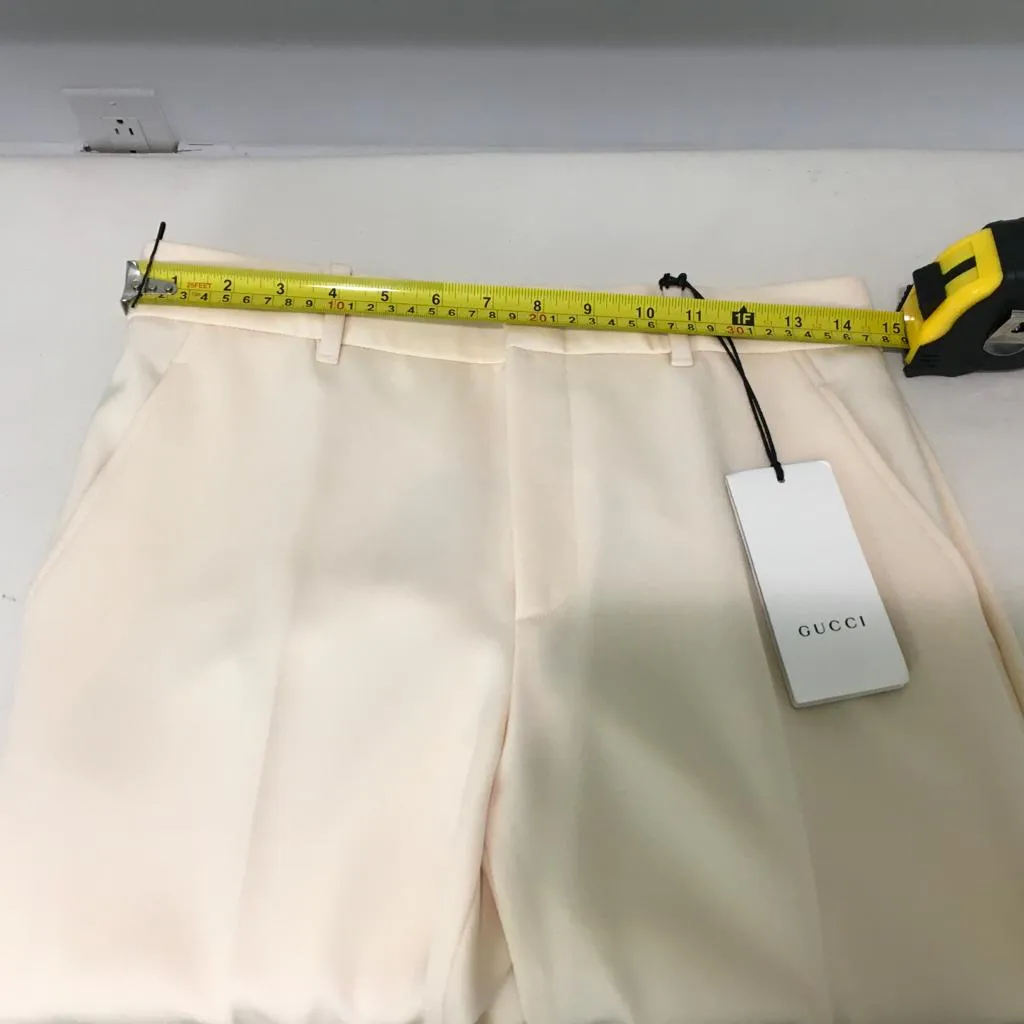 Gucci Women's Wool Trousers Pants Wide Leg Moonstone Ivory Sz 40