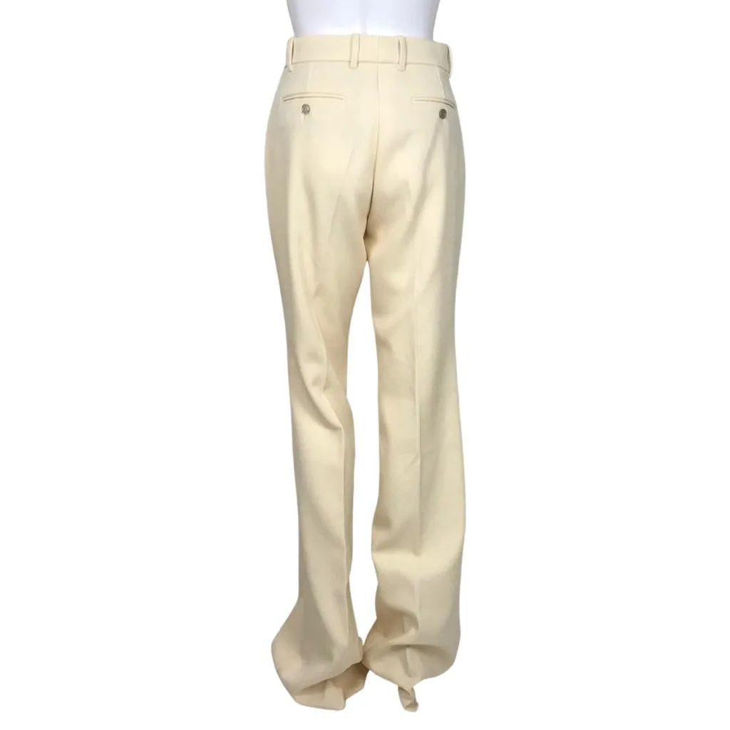 Gucci Women's Wool Trousers Pants Wide Leg Moonstone Ivory Sz 40