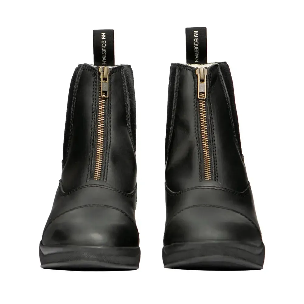 Hy Equestrian Fleece Lined Wax Leather Zip Jodhpur Boot