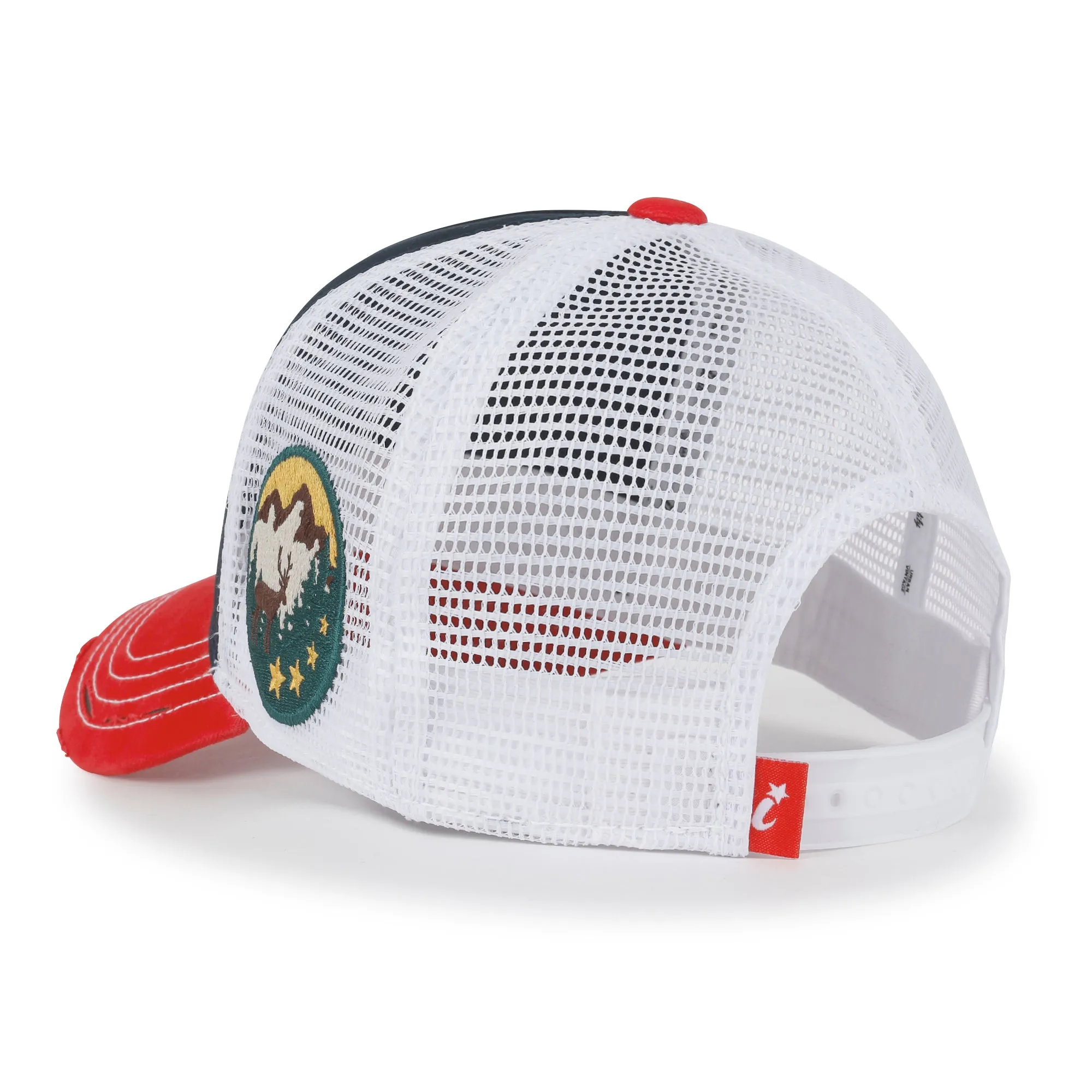 ililily PREMIUM Adventure Patch Structured Trucker Hat Distressed Baseball Cap