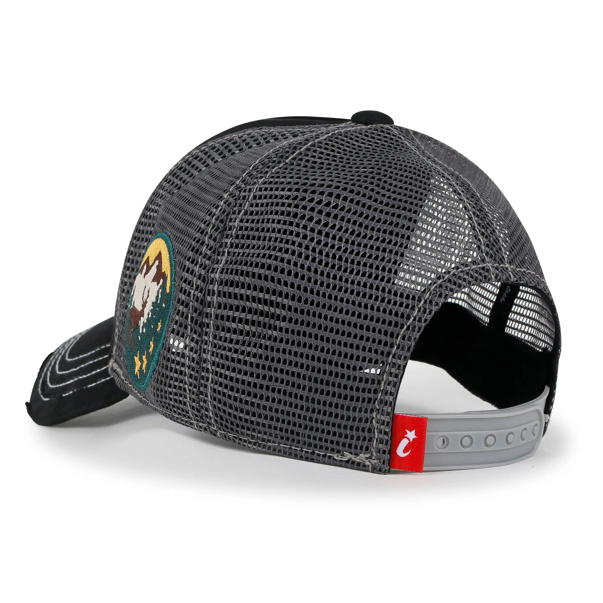 ililily PREMIUM Adventure Patch Structured Trucker Hat Distressed Baseball Cap