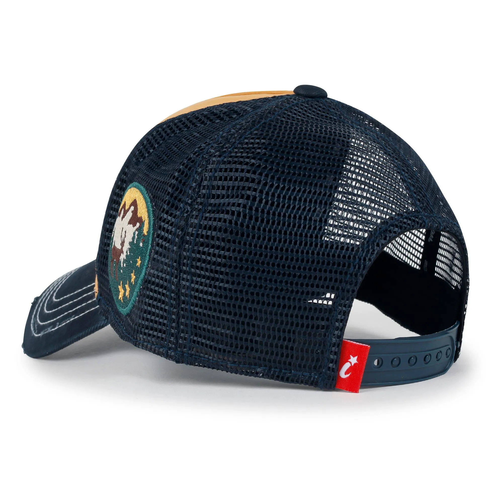 ililily PREMIUM Adventure Patch Structured Trucker Hat Distressed Baseball Cap