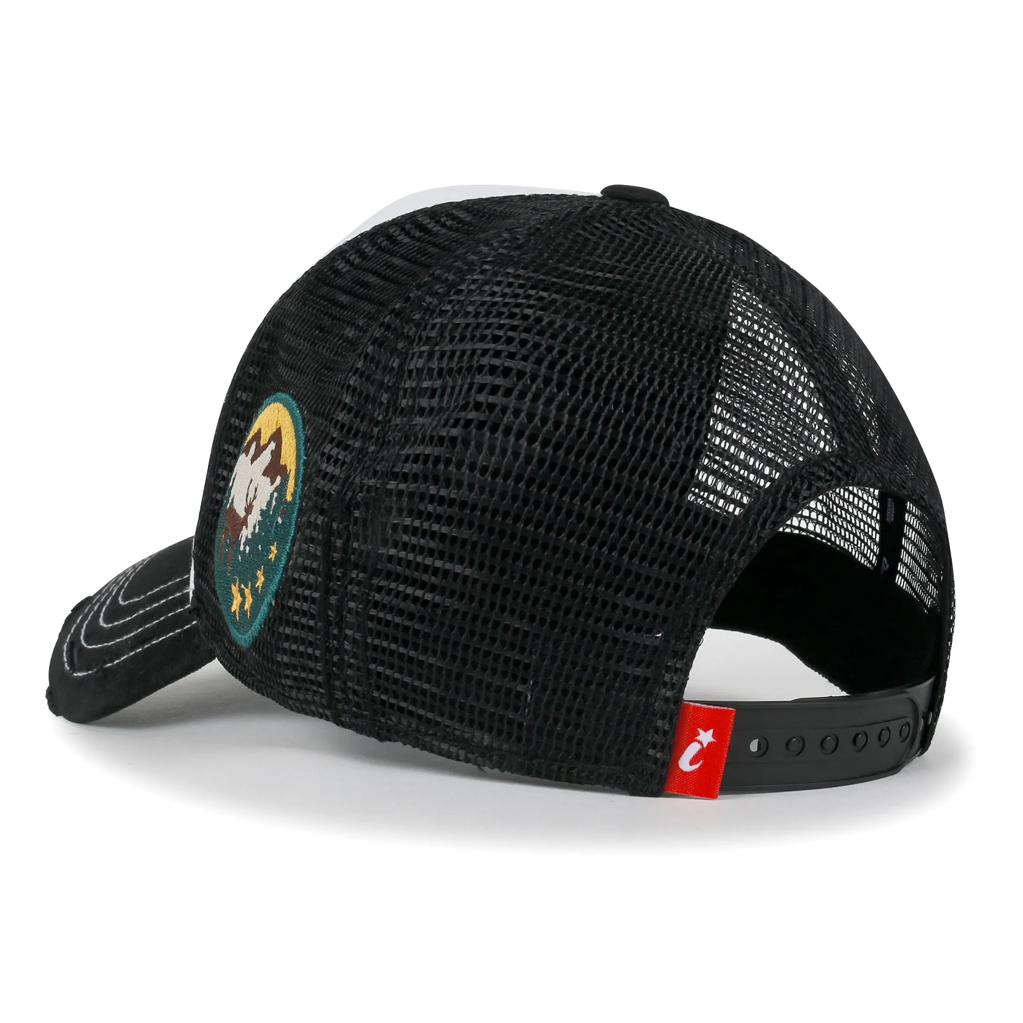 ililily PREMIUM Adventure Patch Structured Trucker Hat Distressed Baseball Cap