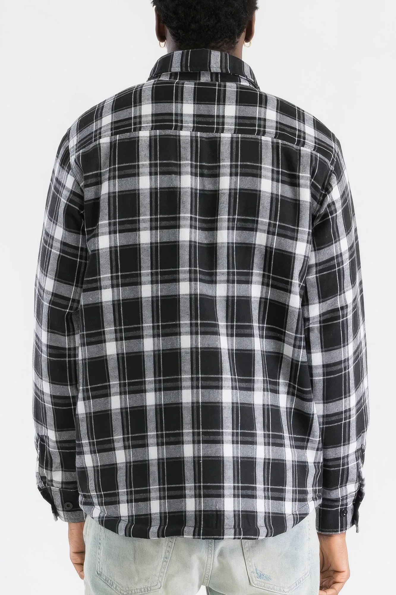 Mens Quilted Padded Flannel Jacket