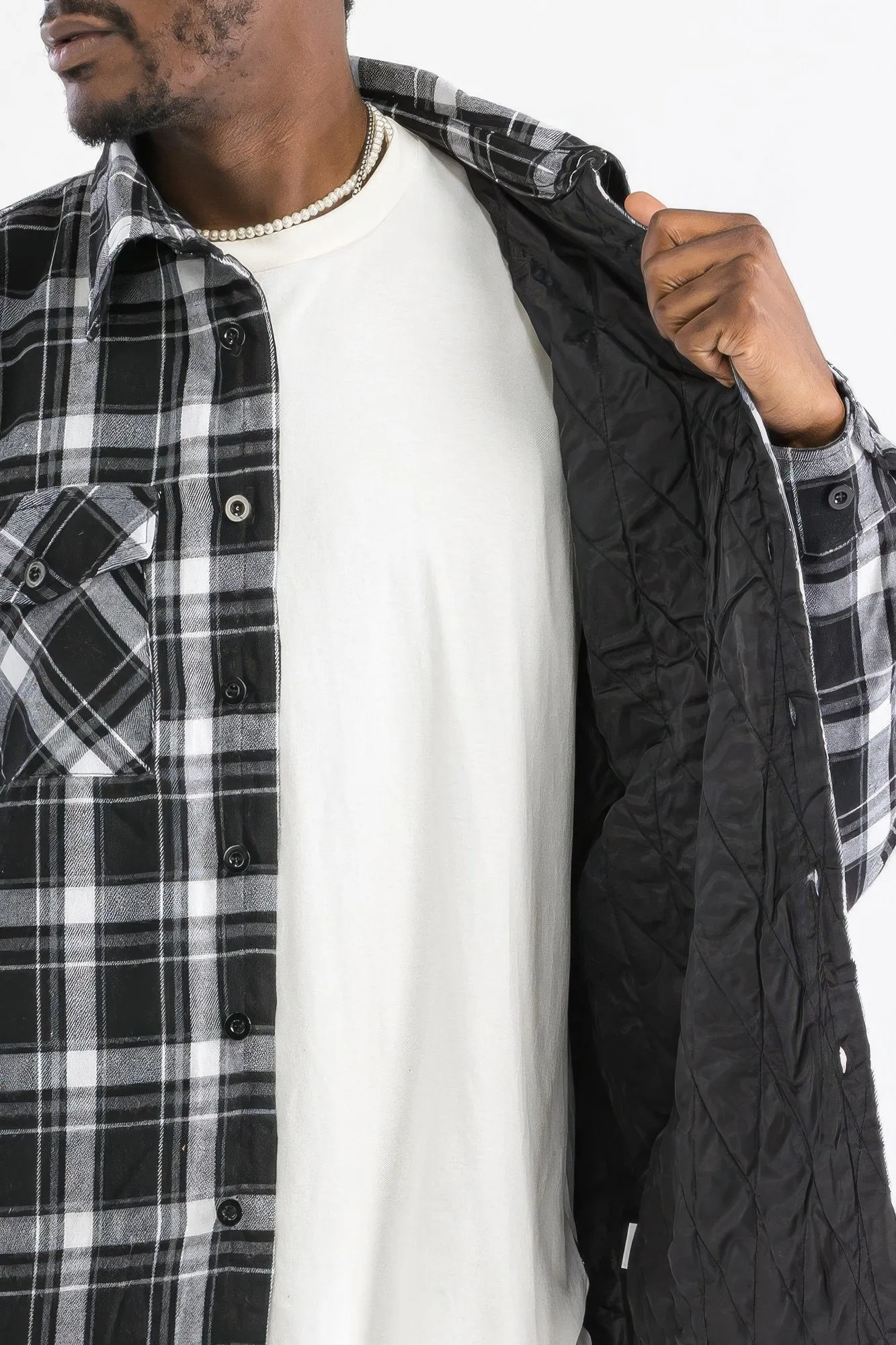 Mens Quilted Padded Flannel Jacket