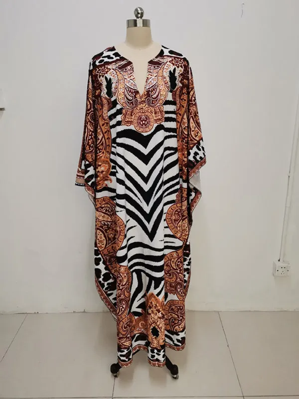 Middle Eastern Indie Arabic-Inspired Kaftan Maxi Dress - Tunics