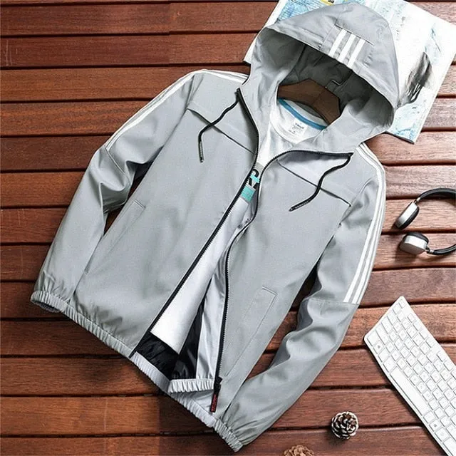 New Mens Bomber Jacket Casual Hooded Spring Autumn Hip Hop Harajuku Streetwear Male Zipper Jacket Coat