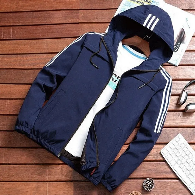New Mens Bomber Jacket Casual Hooded Spring Autumn Hip Hop Harajuku Streetwear Male Zipper Jacket Coat