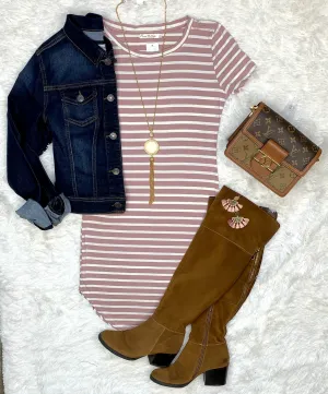 On the Horizon Tunic Dress: Dusty Rose