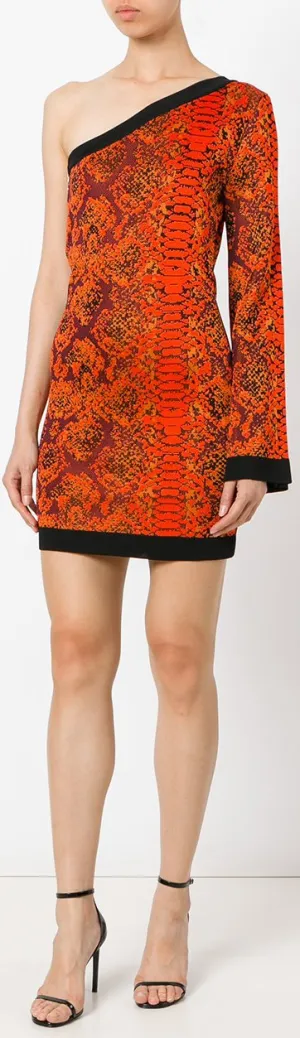 One-Shoulder Jacquard-Knit Mini Dress
