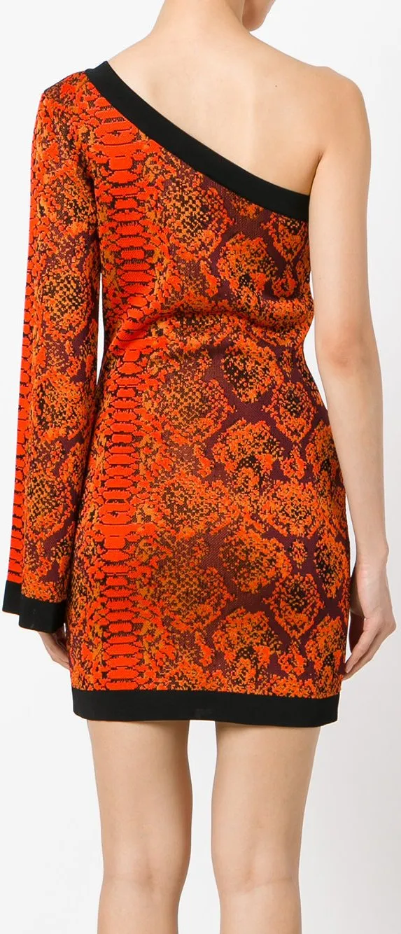One-Shoulder Jacquard-Knit Mini Dress