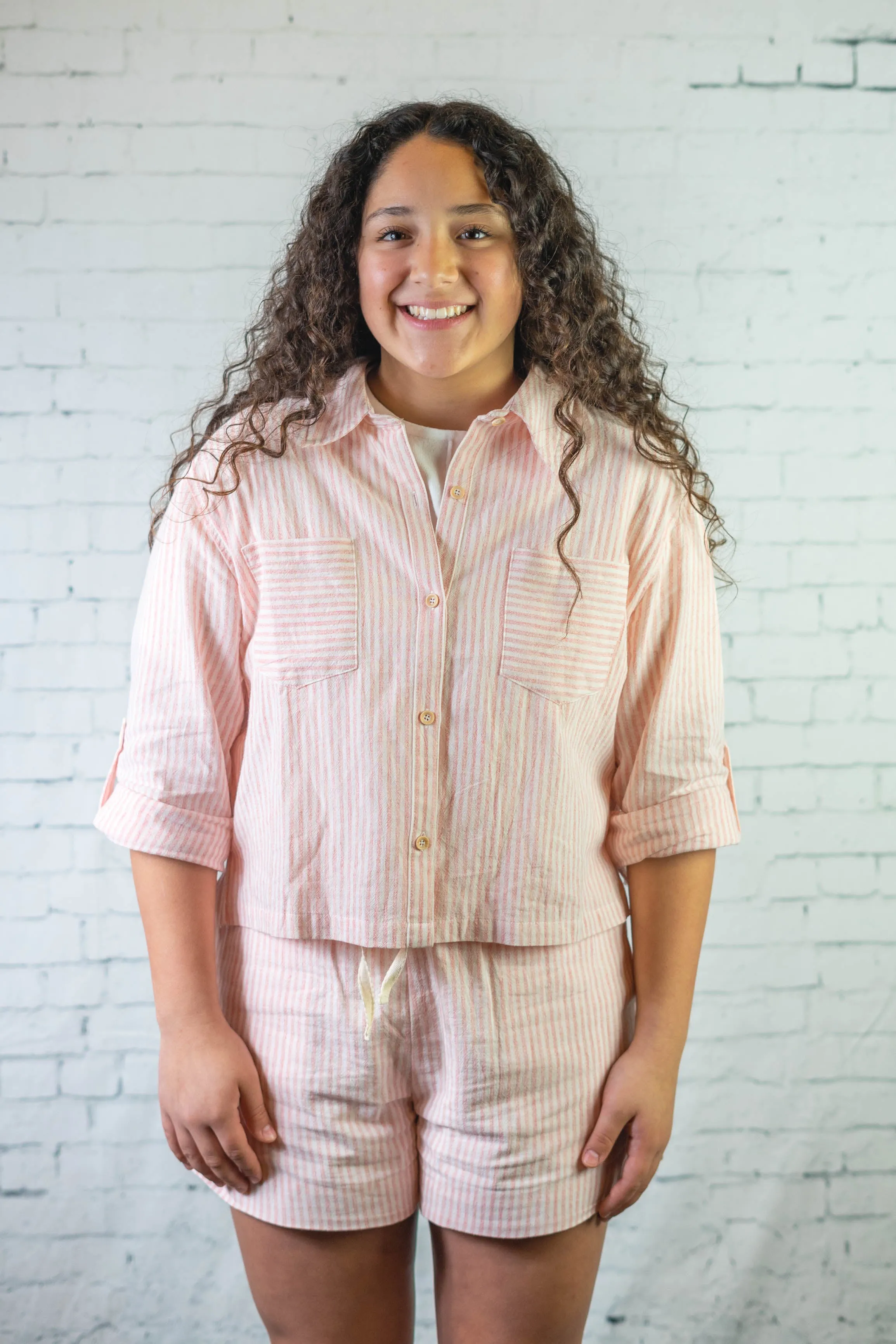 Peach Stripe Button Down