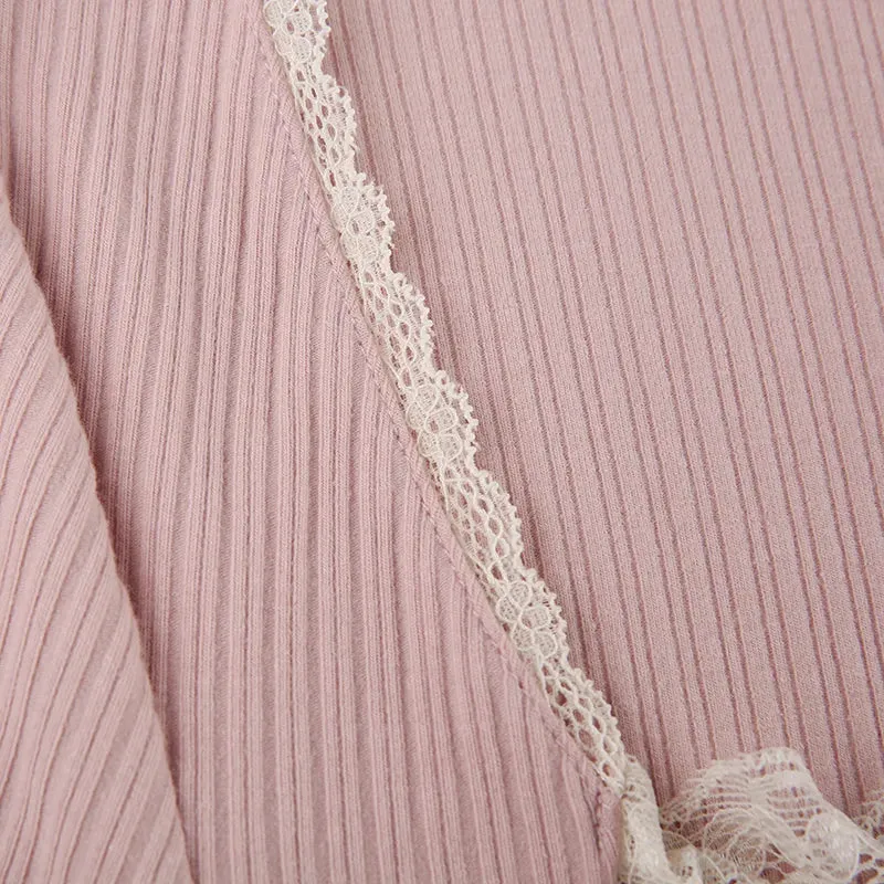 Pink Sweet Lace Trim Bow Cute Top