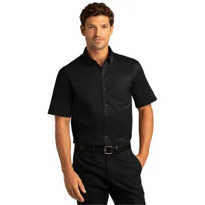 Port Authority® Short Sleeve SuperPro React™ Twill Shirt - Deep Black
