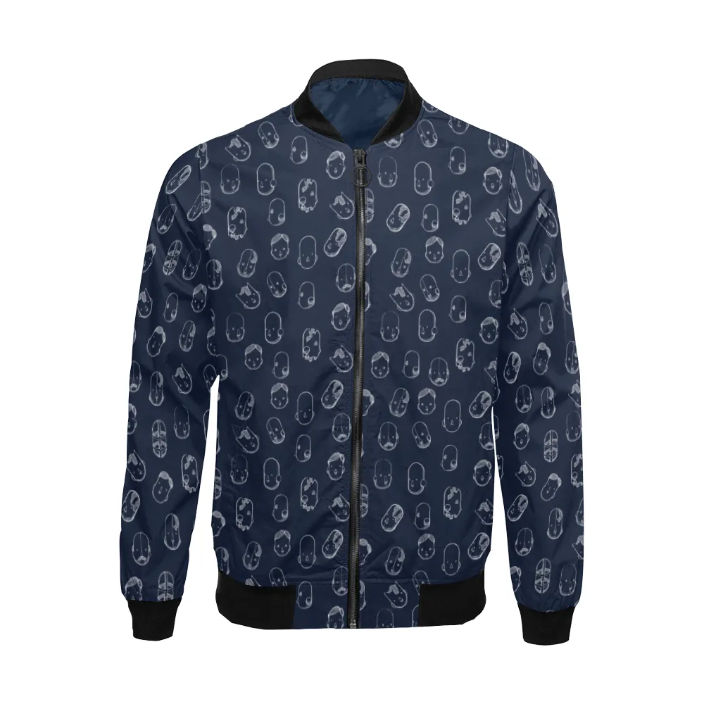 Robot Heads Pattern Print Unisex Bomber Jacket