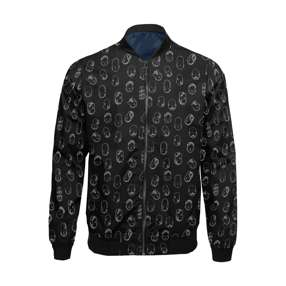 Robot Heads Pattern Print Unisex Bomber Jacket