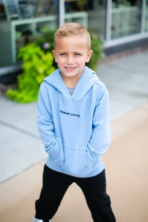 Roman & Leo - Boys FOREVER YOUNG Pigment Dyed Hoodie in Sky