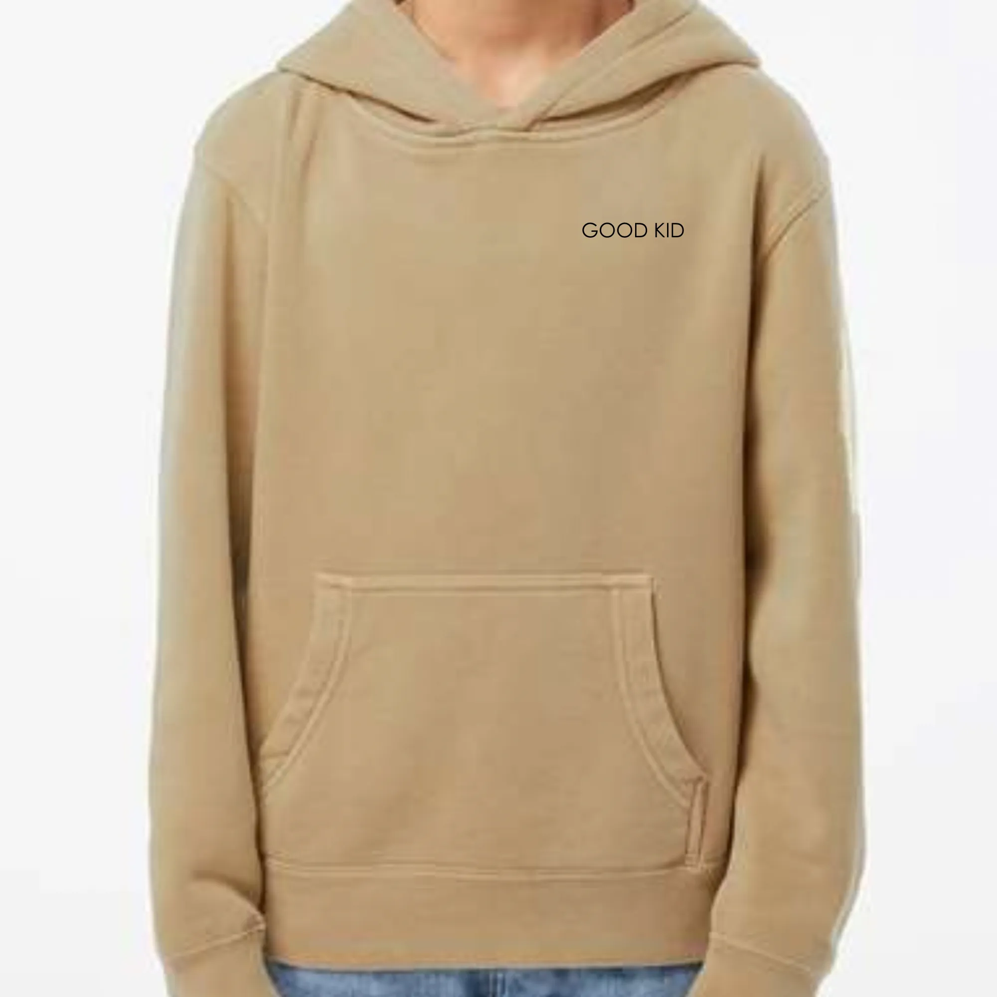 Roman & Leo - Boys GOOD KID Pigment Dyed Hoodie in Sand