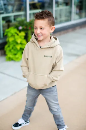 Roman & Leo - Boys GOOD KID Pigment Dyed Hoodie in Sand