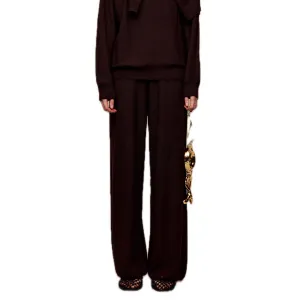Silk Wool Wide-leg Pants in Brown