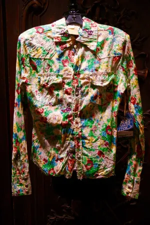 Stitch's Multi Floral Long Sleeve Collar Denim Shirt