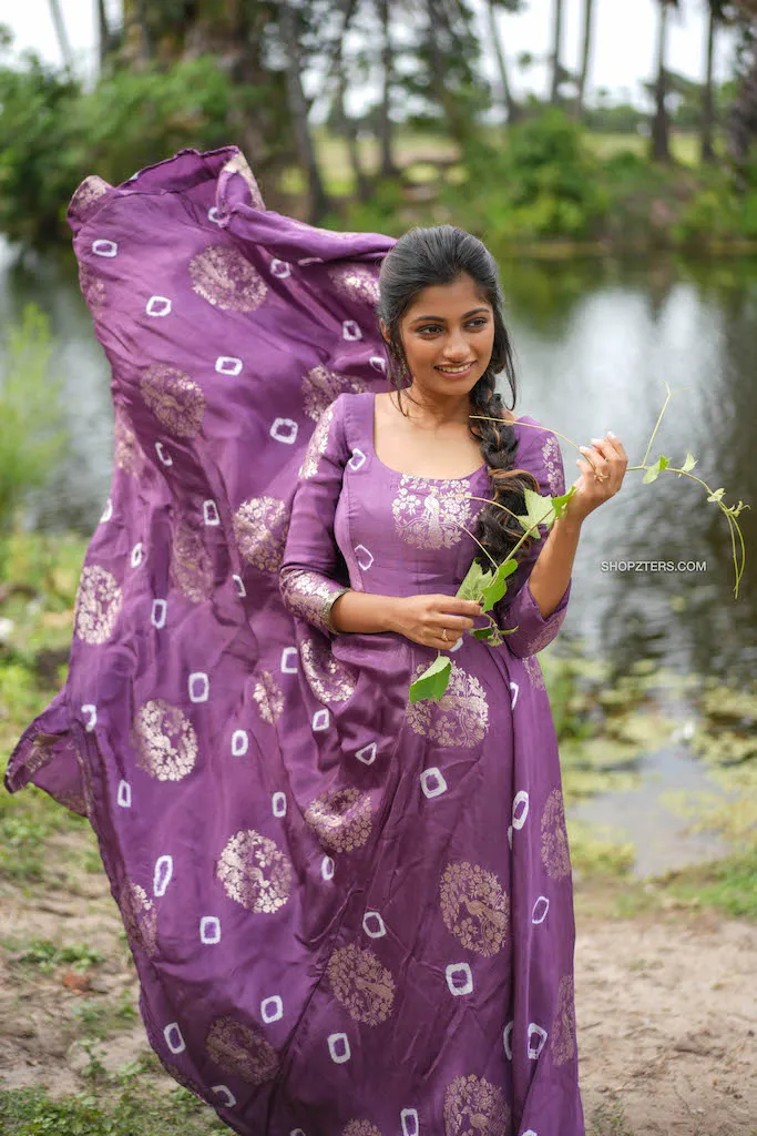 Violet Jacquard Silk Maxi Dress