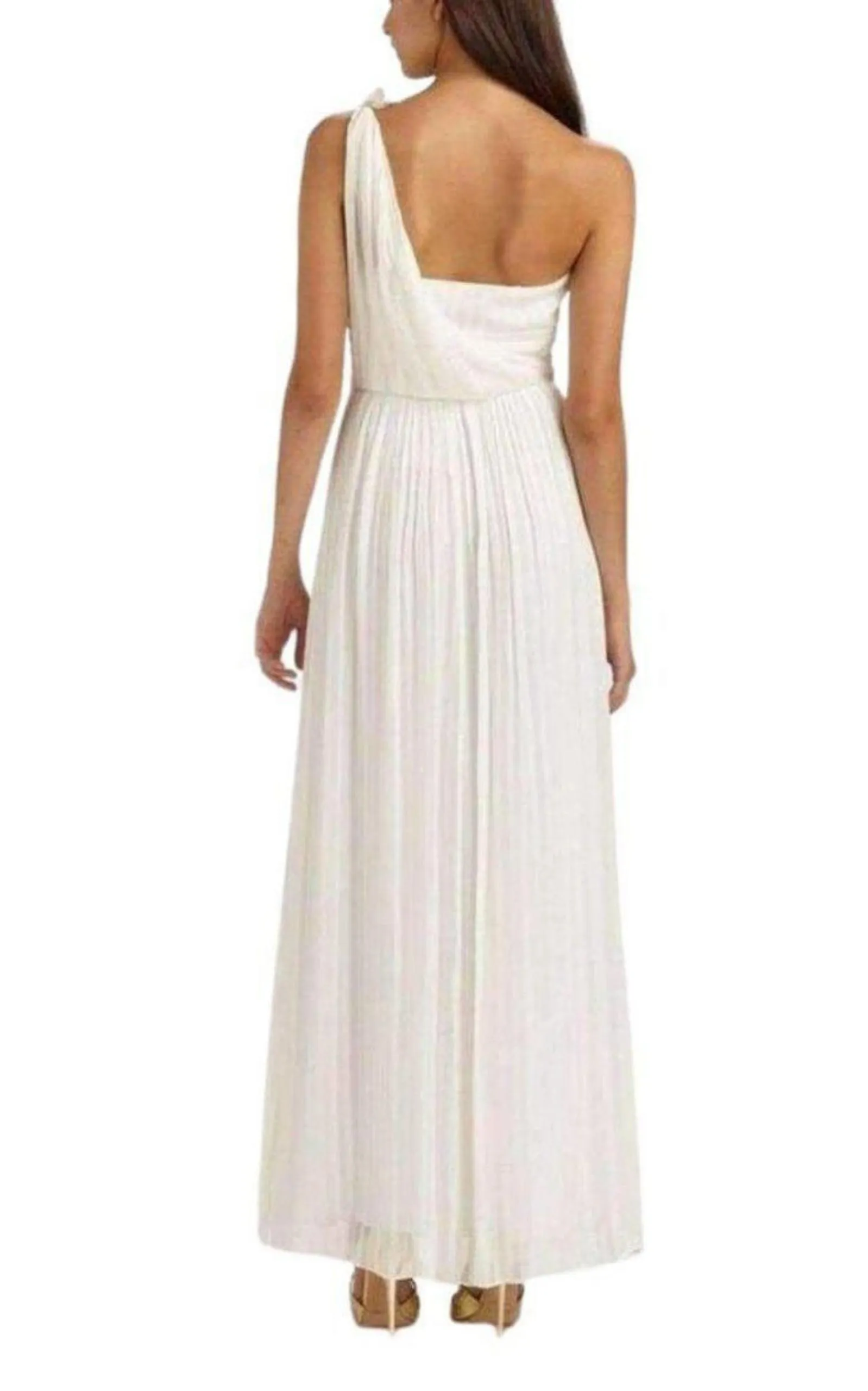 White One Shoulder Shadow Silk Dress