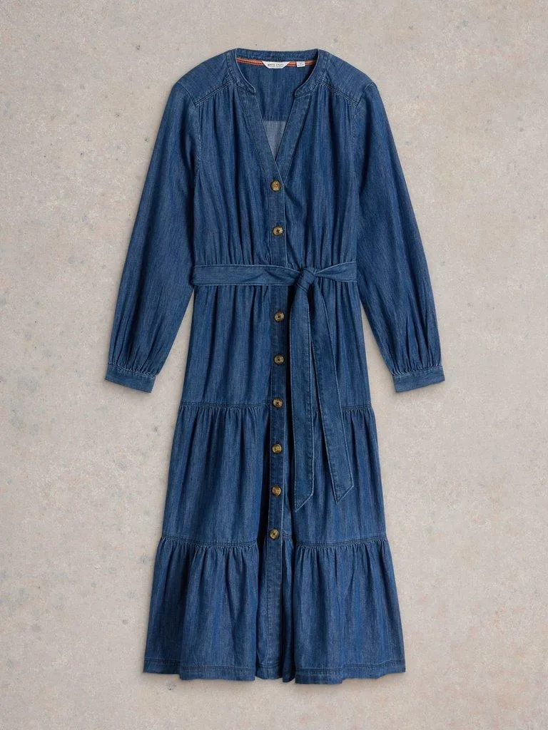 White Stuff Mina Tiered Denim Dress